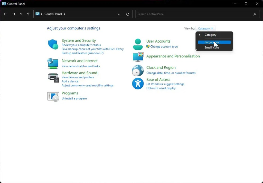 モードごとにコントロールパネルの表示を変更する